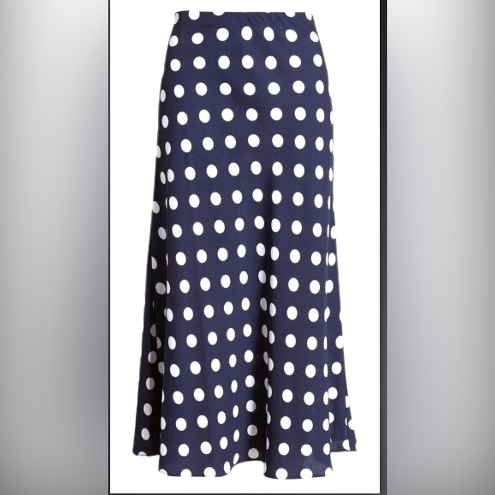 Halogen Blue and White A-Line Midi Skirt for Casual Wear
